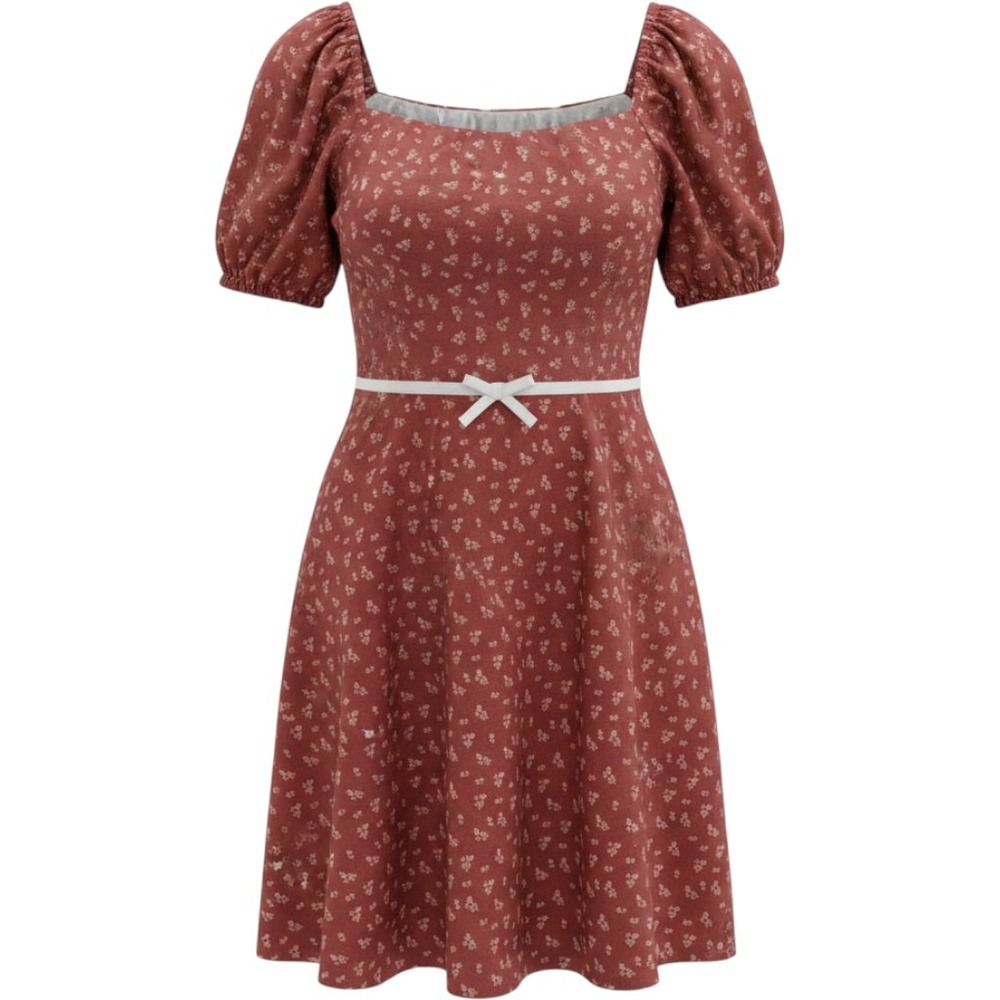 Altar'd State Rust Floral Puff Sleeve Smocked Mini Dress XL E1093Y525JI